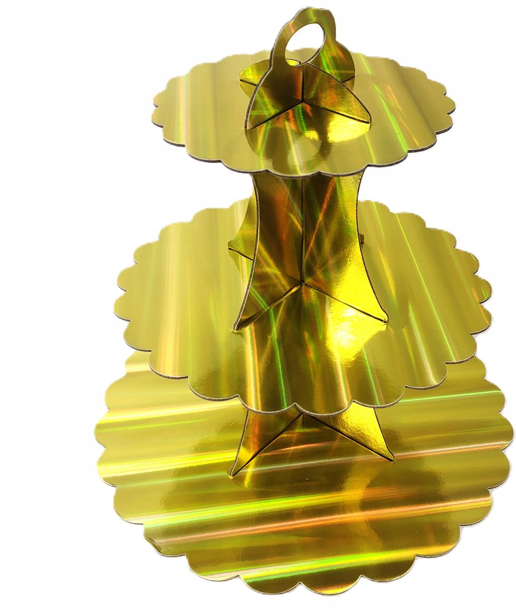 3-Laags Gouden Holografische Cupcake & Taart Serveerschaal