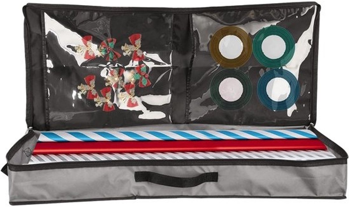 Opbergtas Cadeaupapier - Inpakpapier Organizer - Feestdagen Organiseren - Duurzaam Nylon Materiaal - 785 x 11 x 34 cm - Grijs