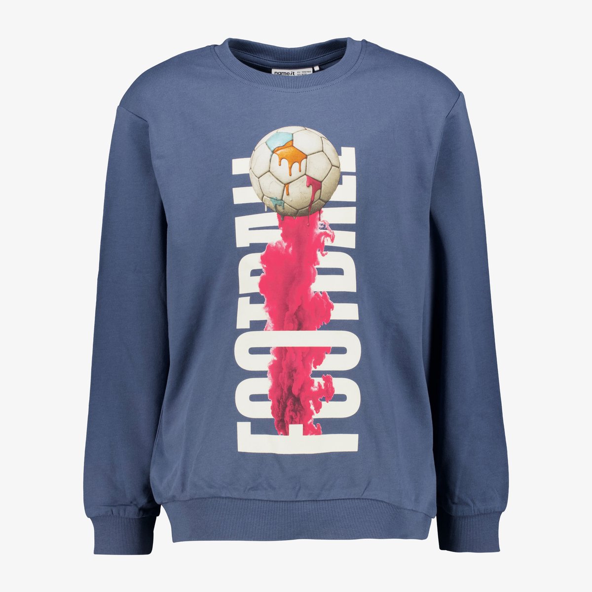 Name It jongens sweater met opdruk blauw - Maat 134/140
