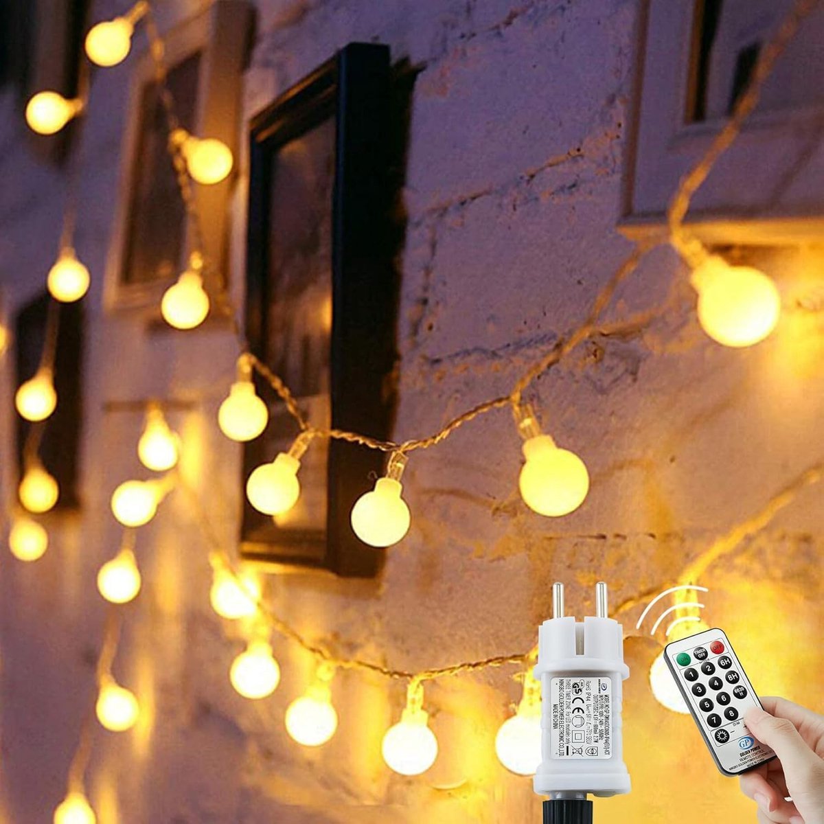 Lichtsnoer 15m - 120 LED - Met Stekker - IP44 Waterdicht - Afstandsbediening - Warmwit - Kerst