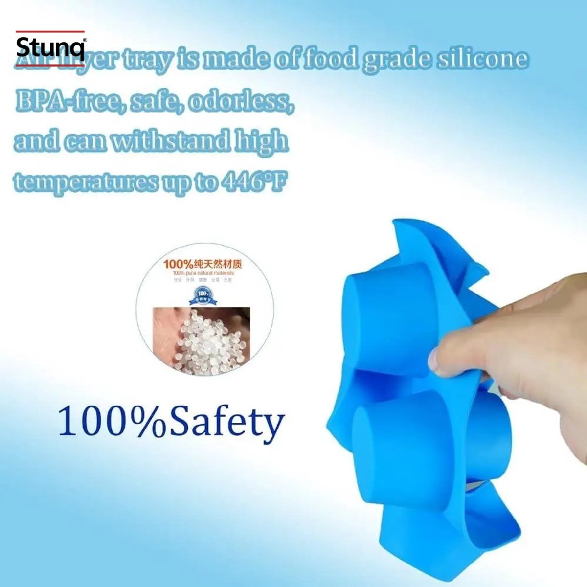 Stunq® Blauwe Siliconen Egg Bite Muffin Pan – 7 Kopjes, BPA-vrij, Non-stick voor Airfryer