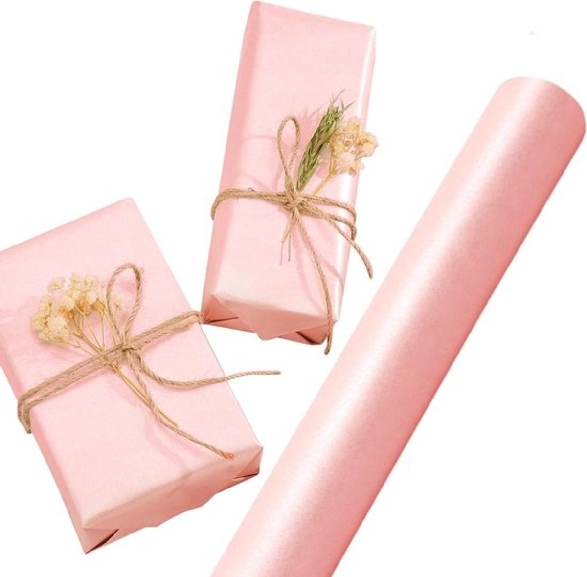 Dubbelzijdig cadeaupapier - Inpakpapier roze - Cadeaus versieren - Matte parelglans - 43 cm x 10 m - Roze