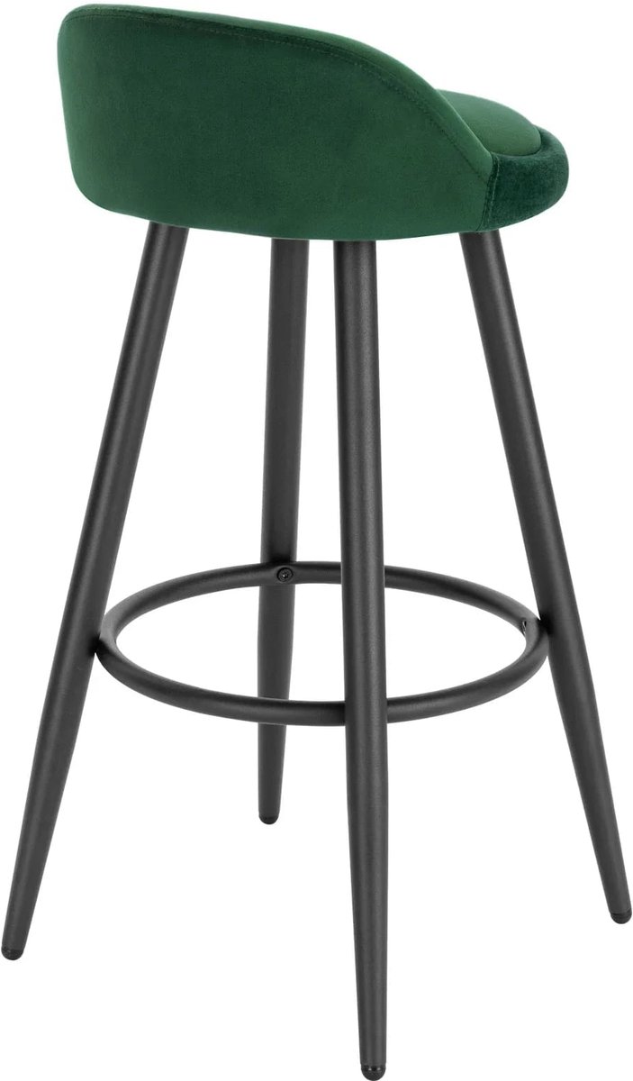 Klarven Barkrukken Fluweel donkergroen - Barkrukken Set van 2 - Barkrukken met Rugleuning - Bar Stool - Voetsteun, Draagvermogen 120 kg - B75xd40xh25cm