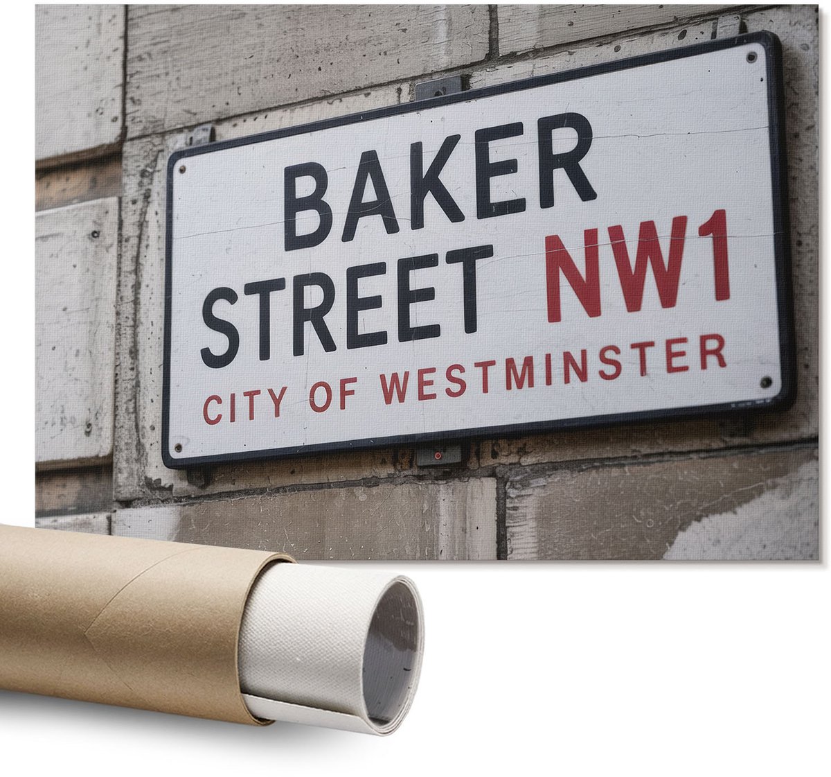 Coloray Polycanvas Wandposter – Baker Street-Plaquette, Zwart – A1 – Paars Patroon – Rechthoek – Decoratieve Wandposter – Kantoor – Klassiek