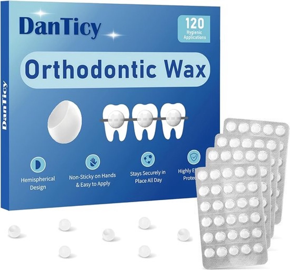 Orthodontische wax - Tandwas strips - Beugel comfort - Voorgesneden komvorm - 120 stuks