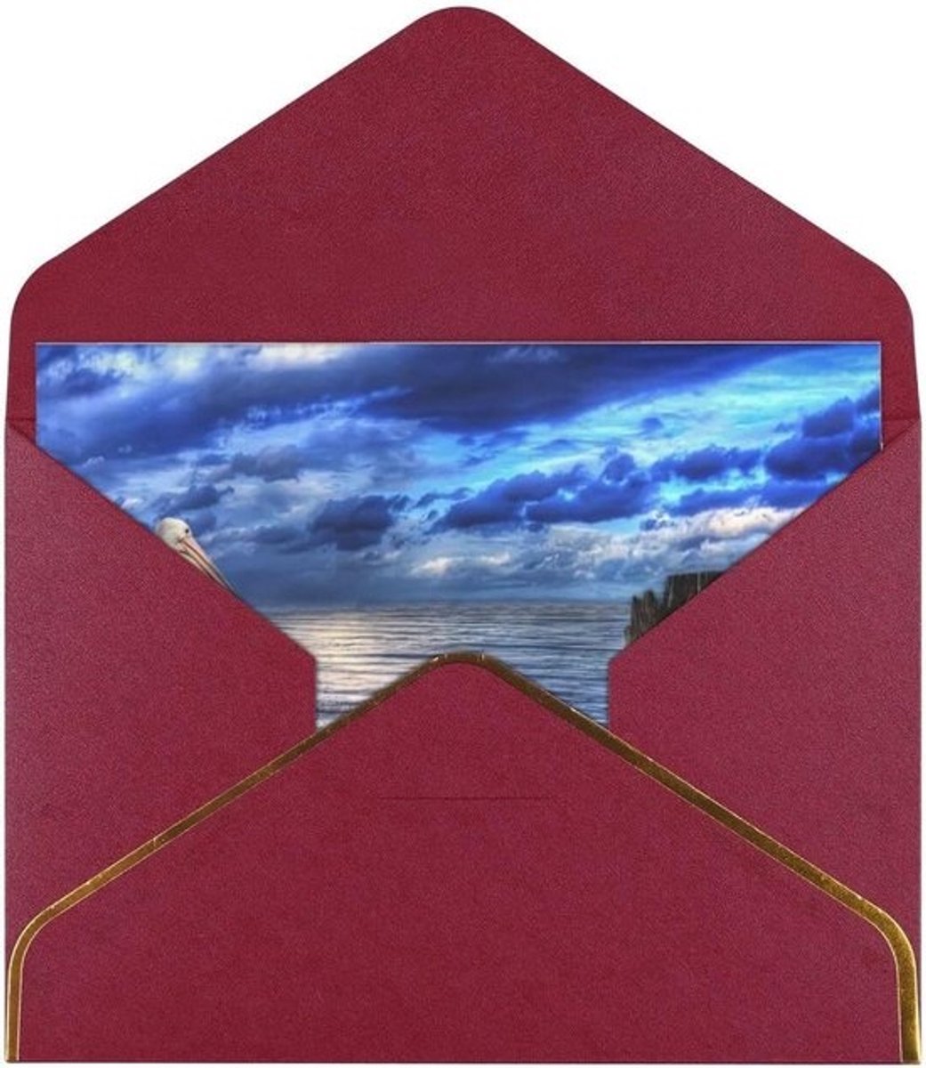 Wenskaarten - Bedankkaarten Groeten - Verjaardag Huwelijk - Pareldruk Dubbelzijdig - 16 x 23 cm - Donkerrood