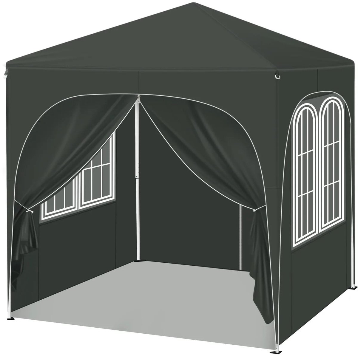 Klarven® Partytent Grijs - Waterdicht met 4 zijwanden - UV-beschermd pop-up paviljoen voor tuin, camping en evenementen - B 200 x D 200 x H 232-240 cm