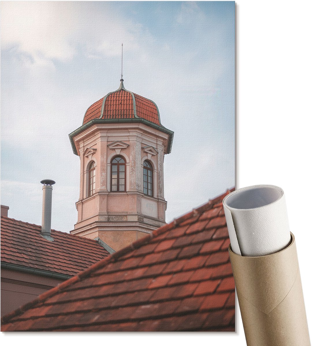 Coloray Polycanvas Poster - Avondbalkon, Fotografie - A3 - Oranje Motief - Rechthoek - Wandkunst - Woonkamer, Slaapkamer, Kantoor - Modern