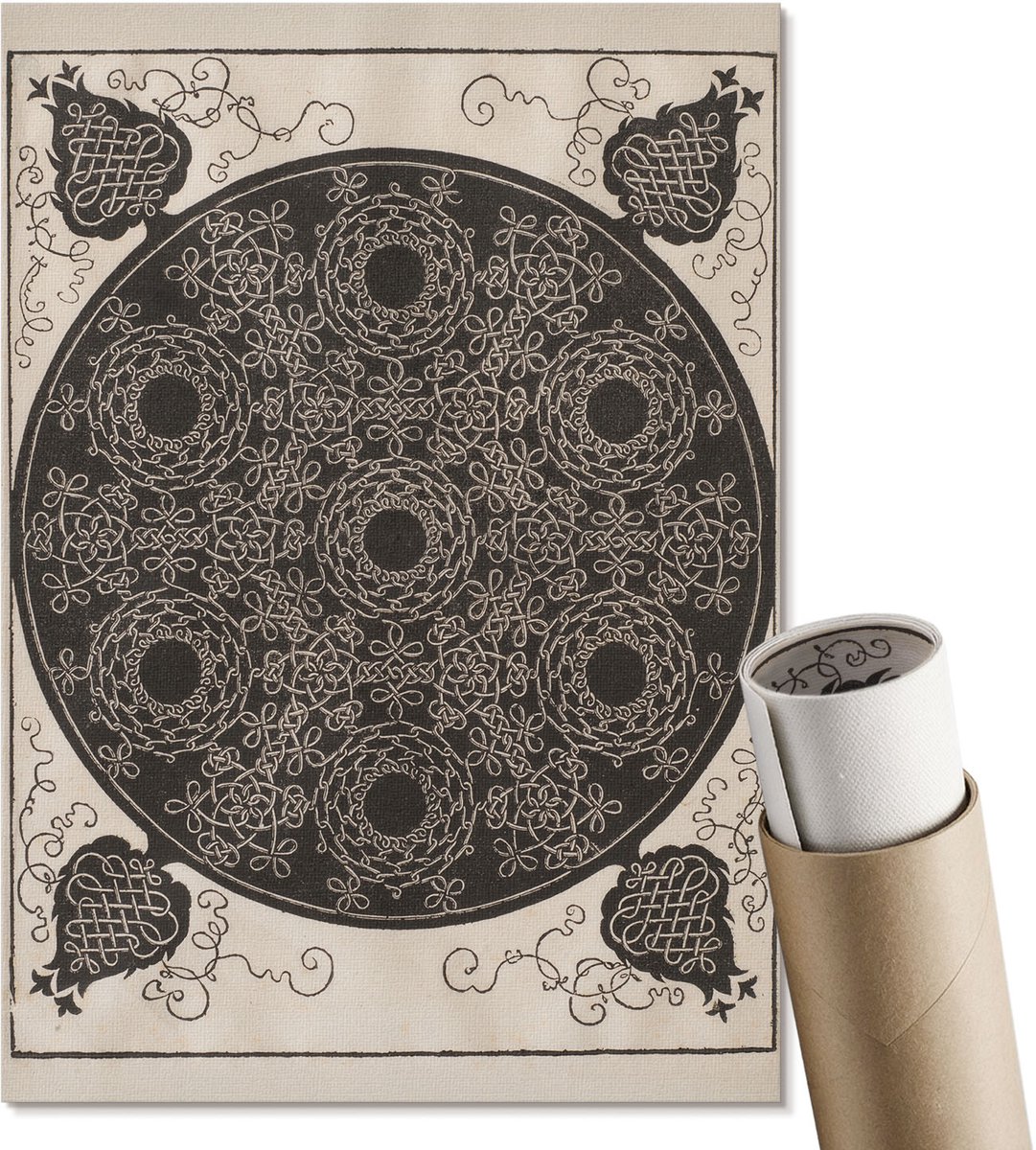 Coloray Polycanvas Poster - Vierde Knoop, Schilderen - A4 - Zwart Wanddecoratie - Rechthoek - Wandkunst - Woonkamer, Slaapkamer, Kantoor - Klassiek