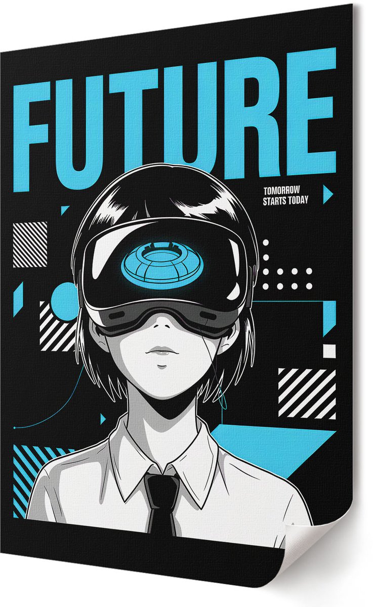 Coloray Polycanvas Poster - Futuristische Graphics, Illustratie - 420 x 594 - Zwart Wandposter - Rechthoek - Kunstposter - Woonkamer, Slaapkamer, Kantoor - Anime/manga