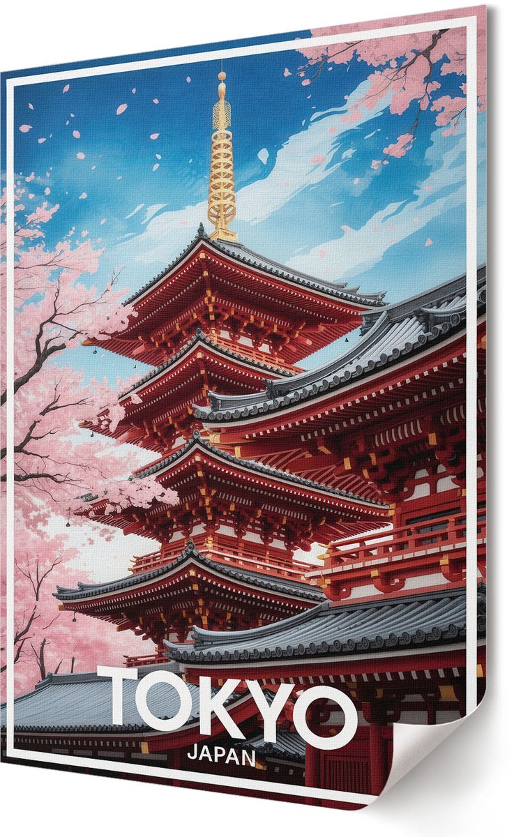 Coloray Polycanvas Poster - Tokio, Japan, Poster - 420 x 594 - Rood Design - Rechthoek - Wandkunst - Woonkamer, Slaapkamer, Kantoor - Modern