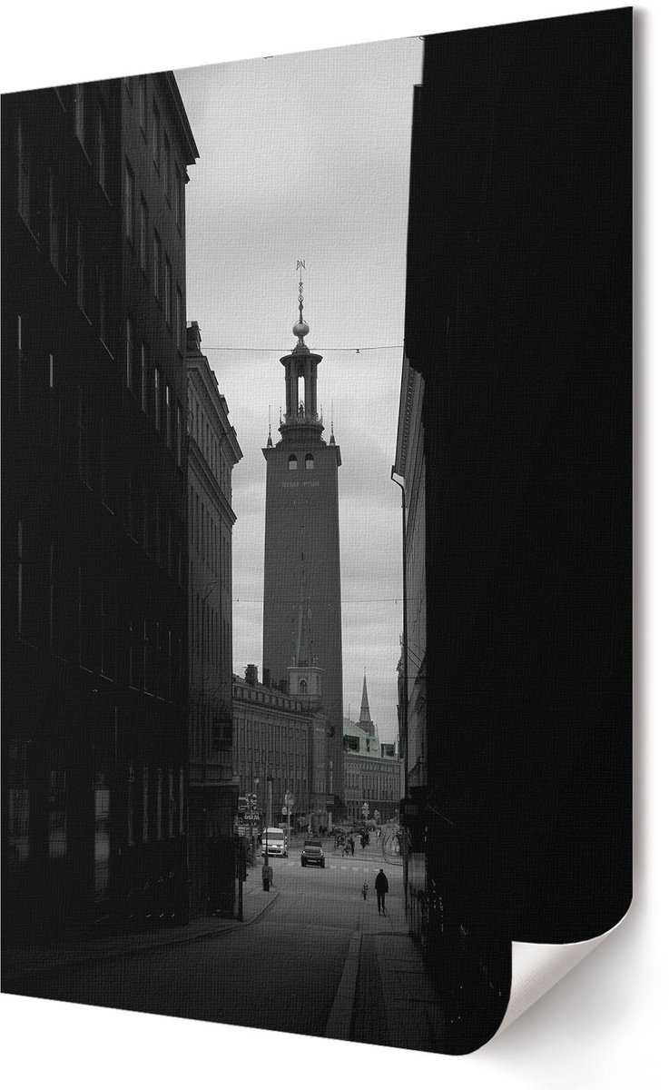 Coloray Polycanvas Poster - Stadszicht, Fotografie - 594 x 840 - Zwart-wit Motief - Rechthoek - Kunstposter - Slaapkamer - Modern