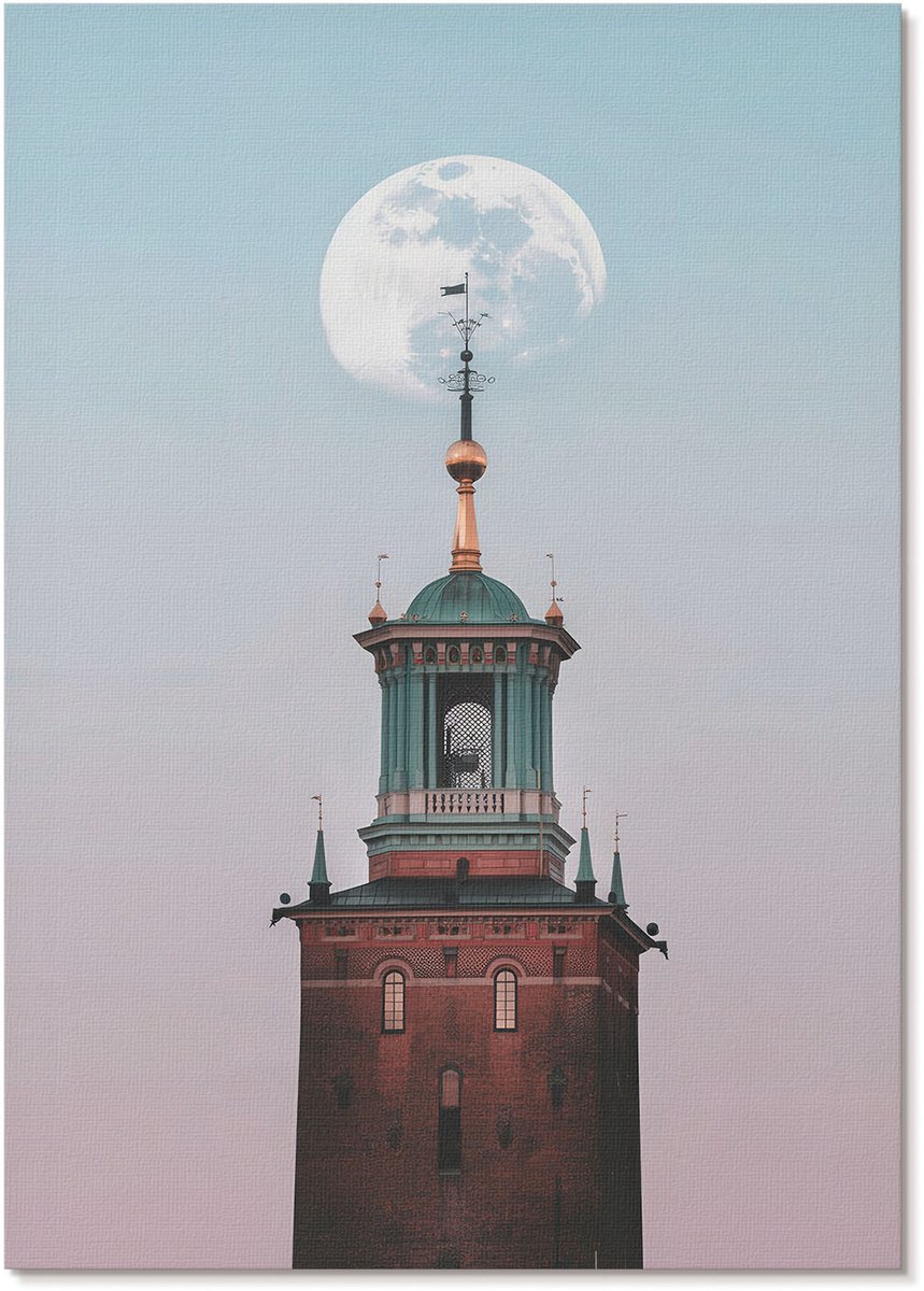 Tulup Polycanvas Poster - Stedelijke Sfeer, Wit - A4 - Blauw Illustratie - Rechthoek - Muurdecoratie - Woonkamer - Modern