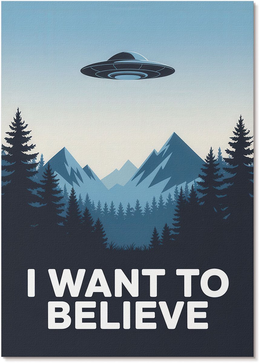Tulup Canvas Poster Polycanvas - Ufo-Poster, Illustratie - A4 - Blauw Poster - Rechthoek - Kunstposter - Woonkamer, Slaapkamer, Kantoor - Popcultuur