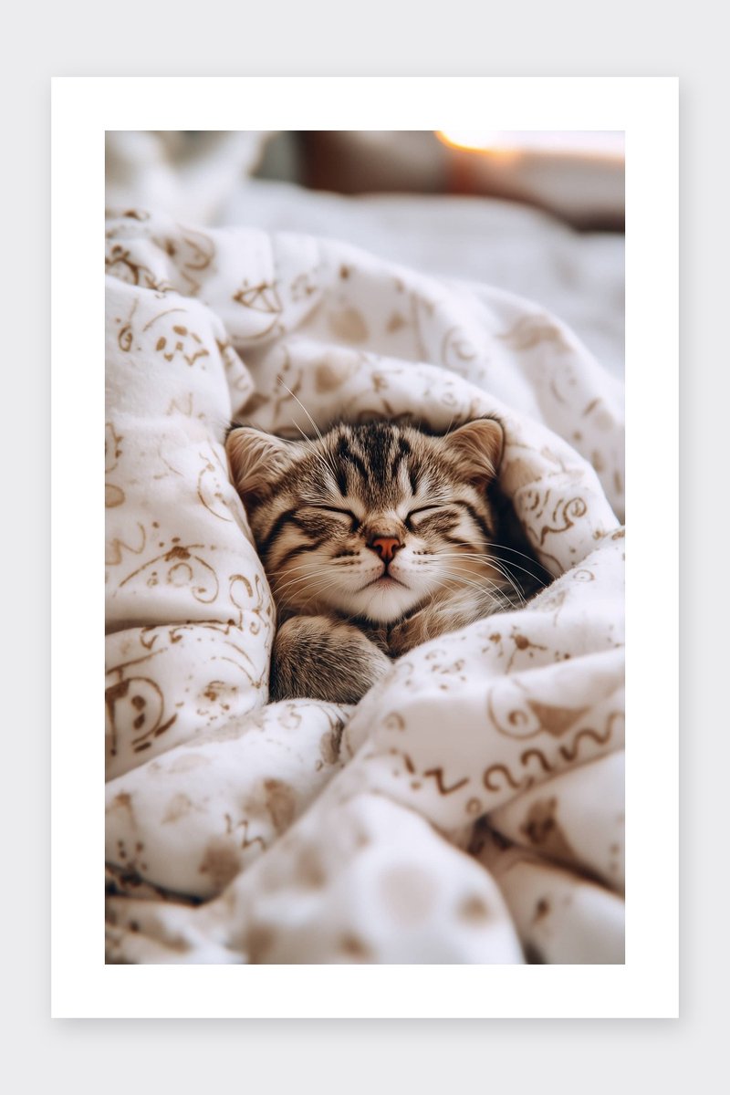 Kitten Poster - Schattig - Dieren - Kat - Huisdier - Kinderkamer - Kinder - posters - formaat 30x40cm - Wanddecoratie - BXS5055KMD - Met kader - passe-partouts stijl