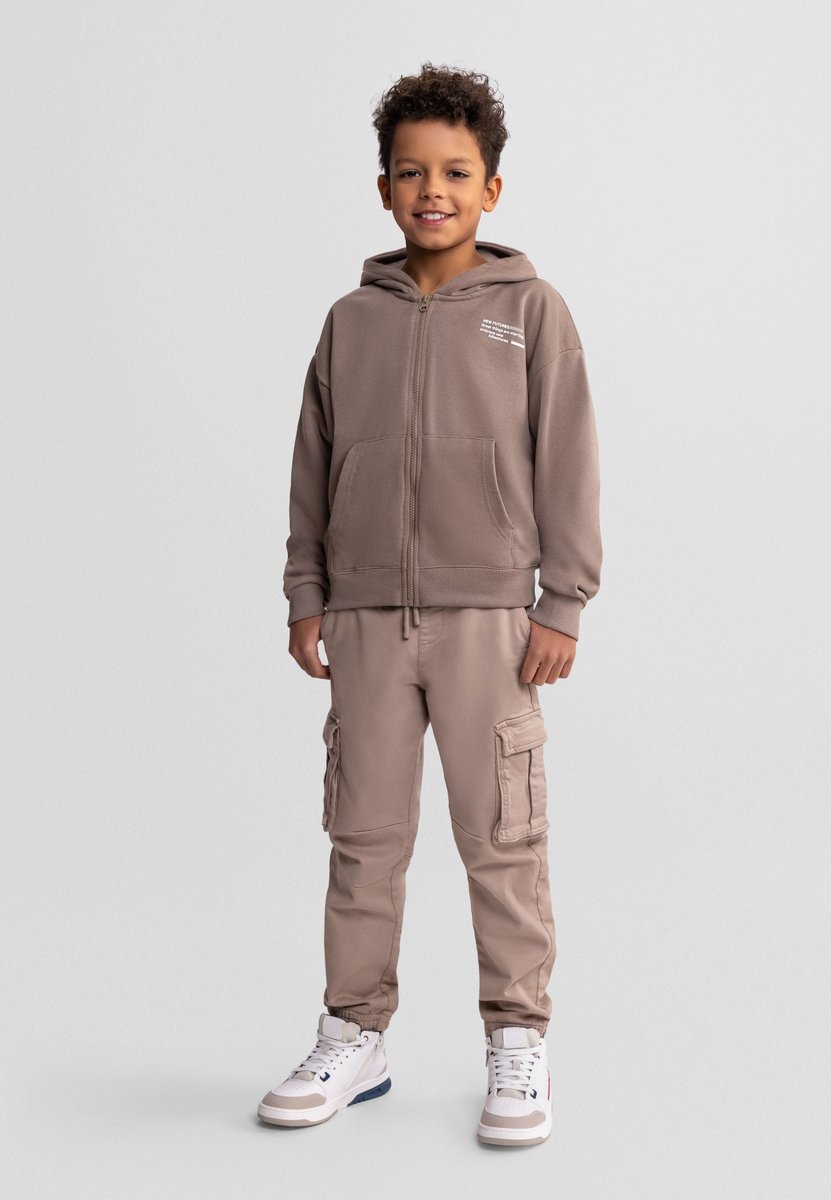 Minoti hoodie meisjes met rits en capuchon - katoen - ecru