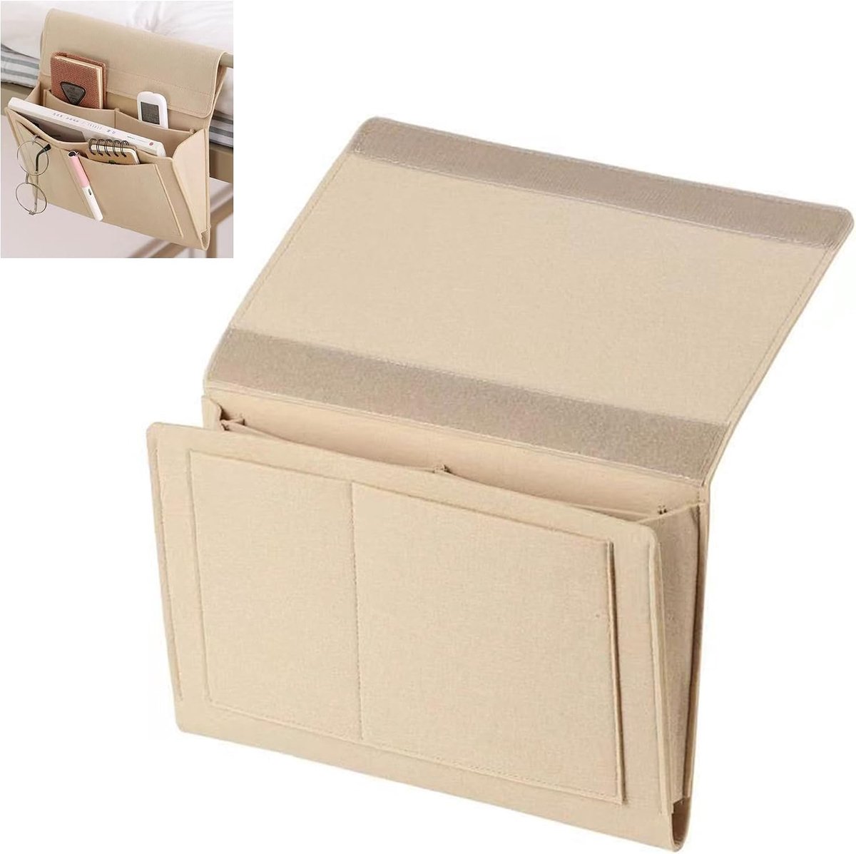 Bedside Pocket - 32x22 cm - Bed organizer met beugel - Opbergorganizer voor bed of bank - Vilten Bedside Opbergzak - Bed Organizer - Bank Organizer - Bankorganizer - Nachtkastje accessoire - Voor boeken, tijdschriften, mobiele telefoon - TENGYIF®