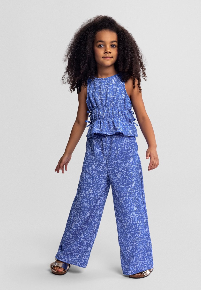 Minoti kleding set meisjes - jersey bloemenprint blauw