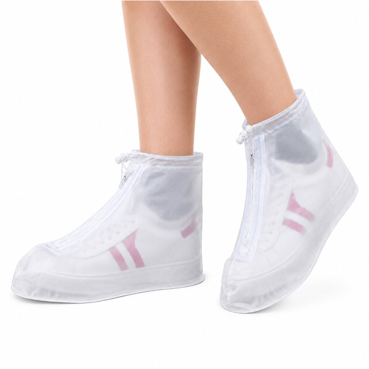 Waterdichte schoenhoezen - PVC antislip - waterdicht en zandvrij - voor fietsen, kamperen en tuinieren - herbruikbare overschoenen - voor buiten- en reisliefhebbers - transparant - maat M - 1 paar
