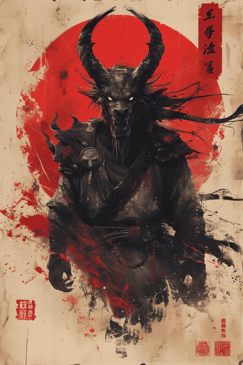 Japanse Demoon - Japanse Art - Japanse - Wanddecoratie - Oriental Art - posters - formaat 30x40cm - XS2029MT