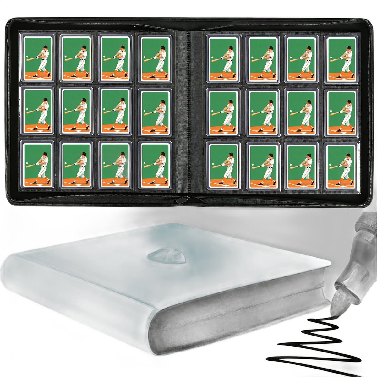 Currero Toploader Binder - Verzamelmap Kaarten - Geschikt voor Pokemon - 4 Pocket - 9 Pocket - 12 Pocket - Trading Card Map - Toploadermap - Turkoois - 384 Kaarten