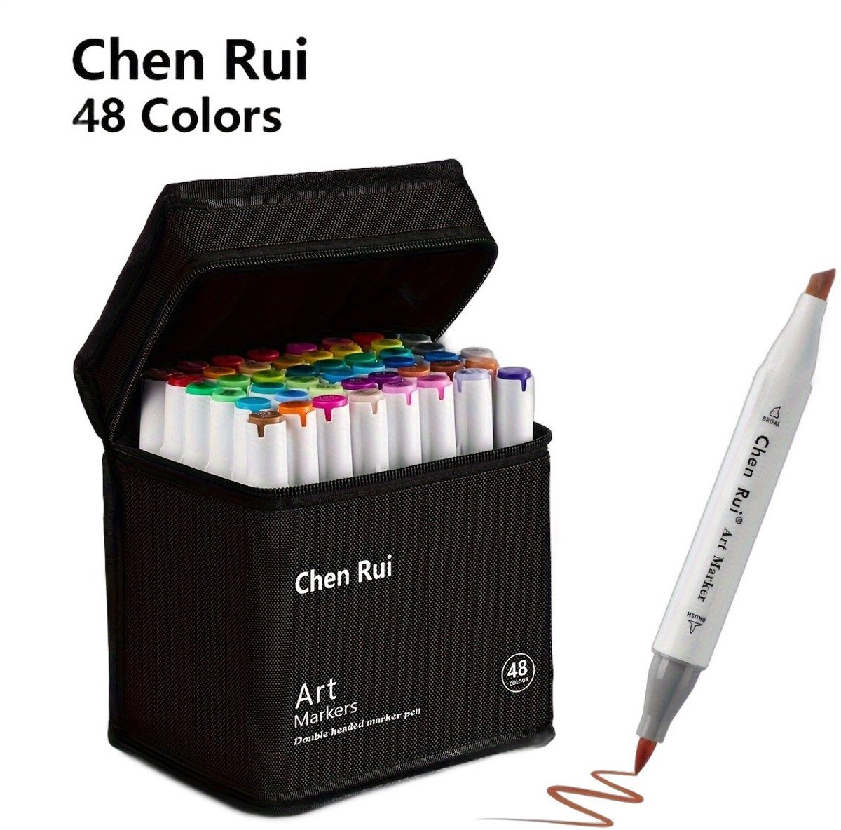 Currero Aquamarkers - Twinmarkers - Brushpennen - Stiften - Markeerstiften Op Waterbasis - Dual Tip - Tekenen En Kleuren - 48 Kleuren