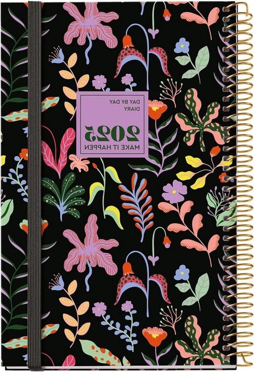 Agenda 2025 - Jaarplanner Dagoverzicht - Dagelijkse Organisatie - Drietalige Planning - 117 x 182 mm - Fantasy Garden