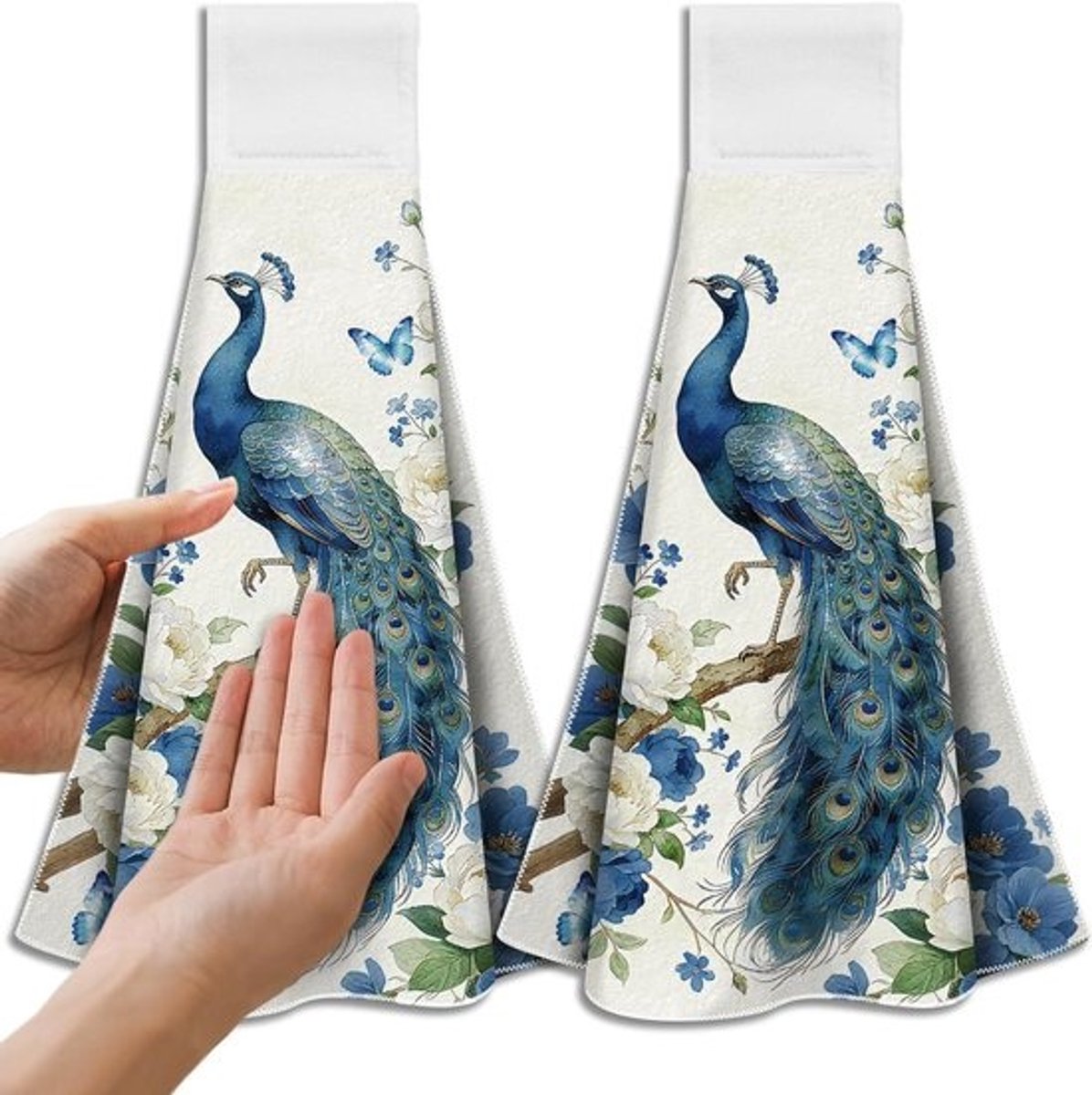 Theedoeken Set - Keukendoeken Handdoeken - Keuken Decoratie - Zeer Absorberend Sneldrogend - 315 x 435 cm - Pauwen Pioenrozen