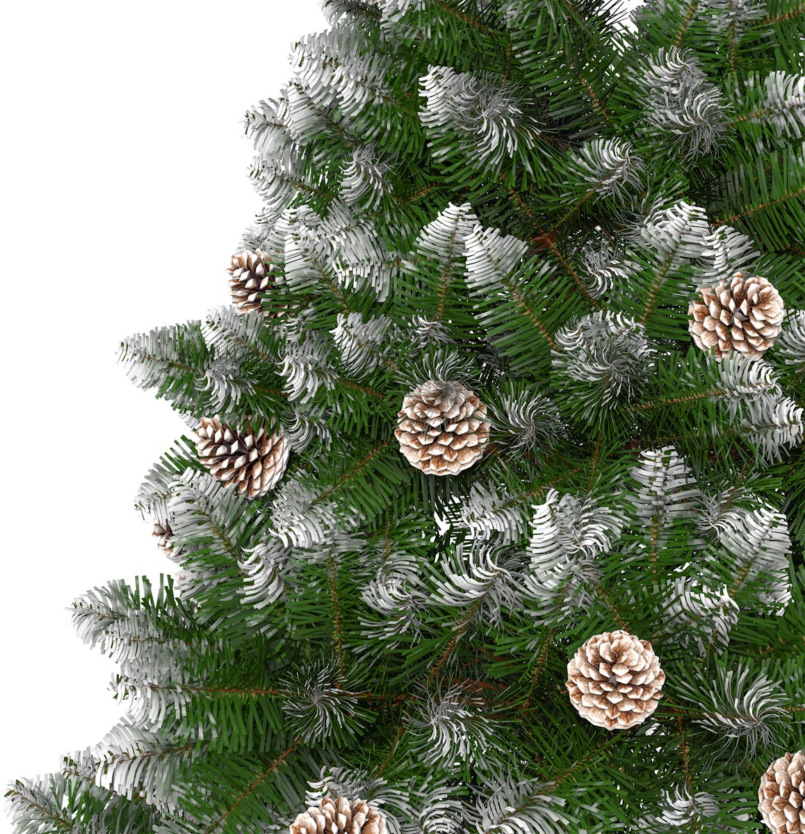 Kerstboom – 180cm Kunstkerstboom – Met Sneeuweffect & Dennenappels – Groene PVC Takken – foto 3
