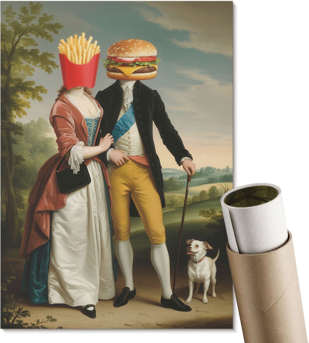 Coloray Polycanvas Wandposter - De Kunst Van Het Eten, Illustratie - A4 - Oranje Motief - Rechthoek - Interieurdecoratie - Woonkamer, Slaapkamer, Kantoor - Humoristisch