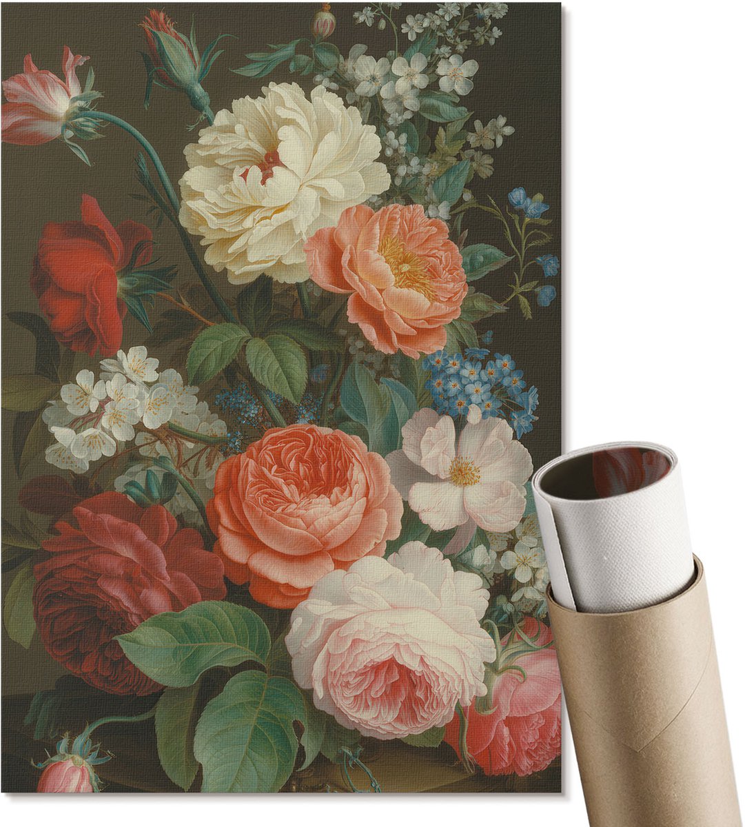 Coloray Polycanvas Wandposter - Bloemen Elegantie, Fotografie - A4 - Rood Design - Rechthoek - Muurkunst - Woonkamer, Slaapkamer, Kantoor - Klassiek