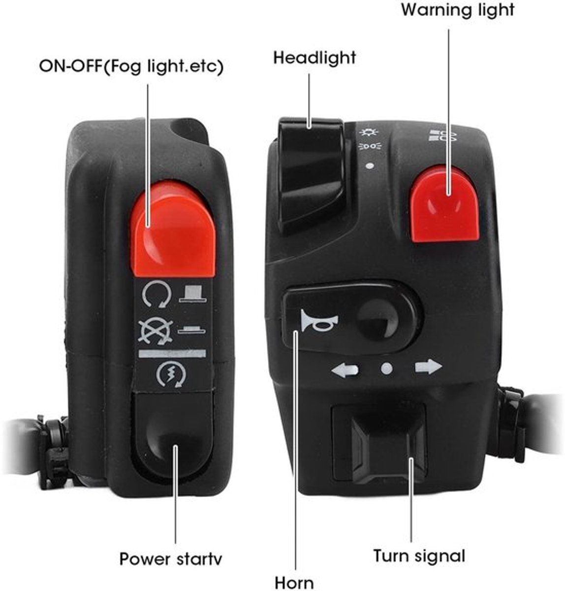 Dailygoods - Stuur Controller Schakelaar - Motorfiets - Hoogwaardige kwaliteit