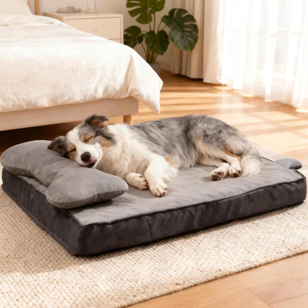 NIVA® Hondenbed - Hondenbank - Hondensofa - Hondenmand - Grijs - 89cm x 56cm x 20cm