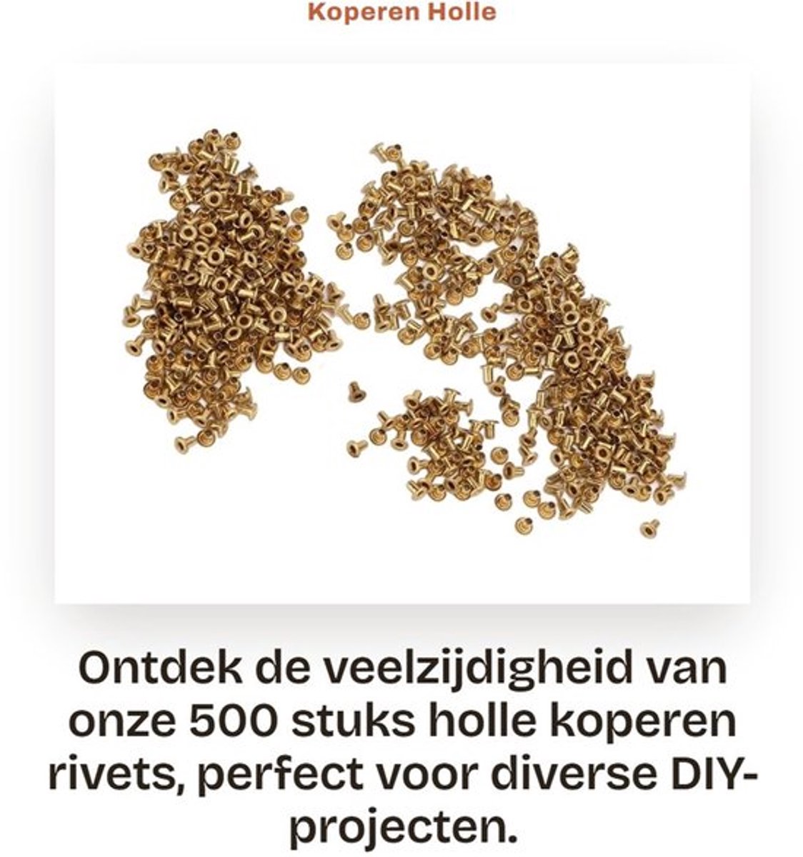 Dailygoods- Hollow Rivets 500 Stuks - Koper - Schokbestendig - Corrosiebestendig