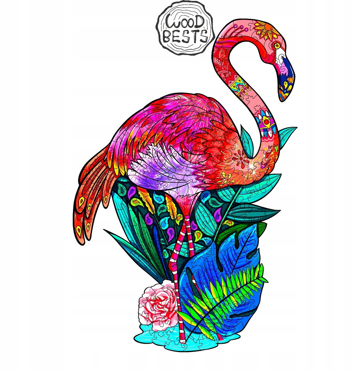 Houten Puzzel Flamingo A3 - 283 Stukjes - Premium Kwaliteit
