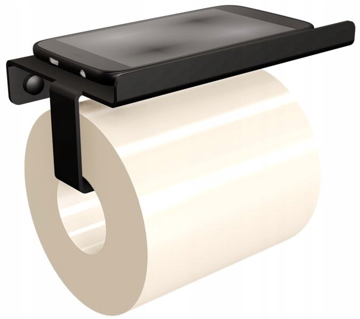 Zwarte Wandhouder Toiletpapier met Plank - Roestvrij Staal