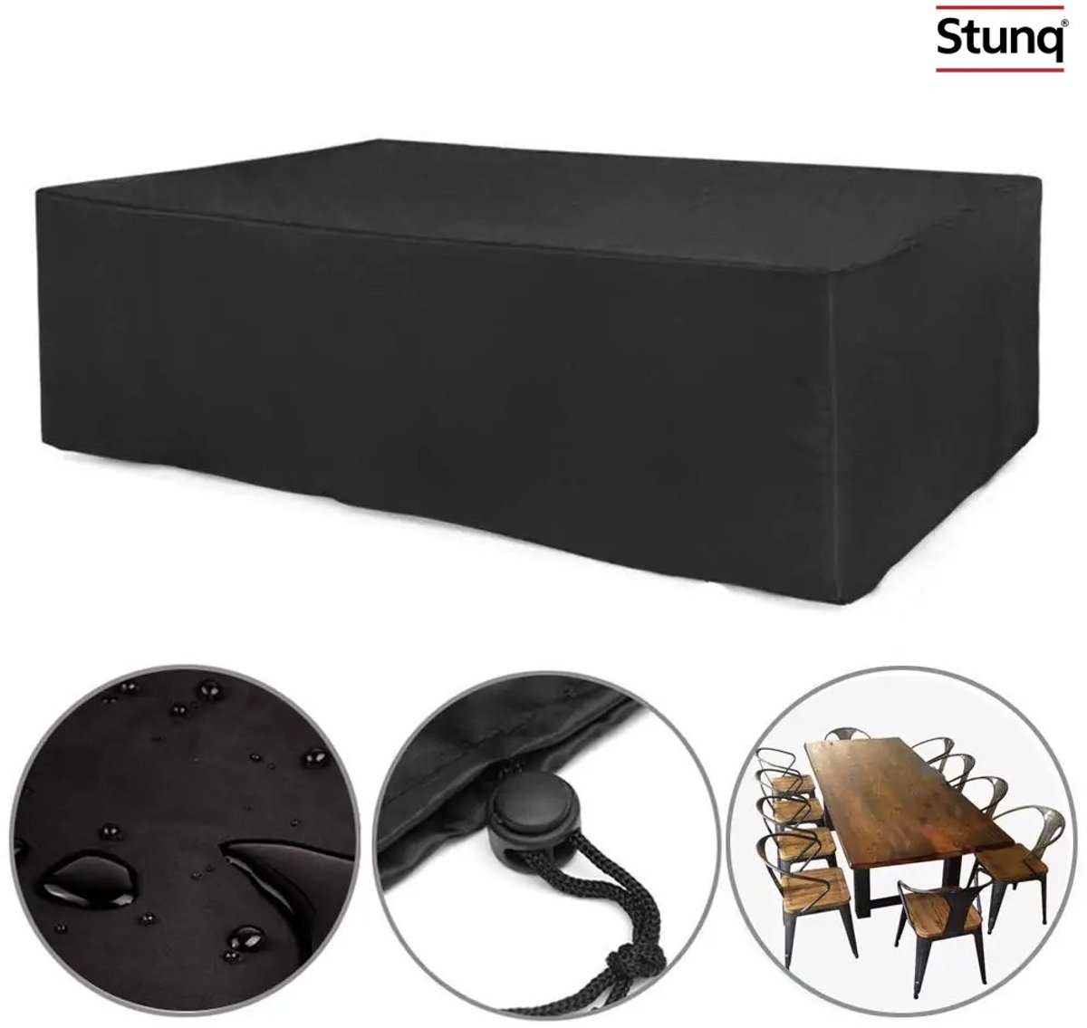 Stunq Waterdichte Tuinmeubelhoes – Zwart, Rechthoekig