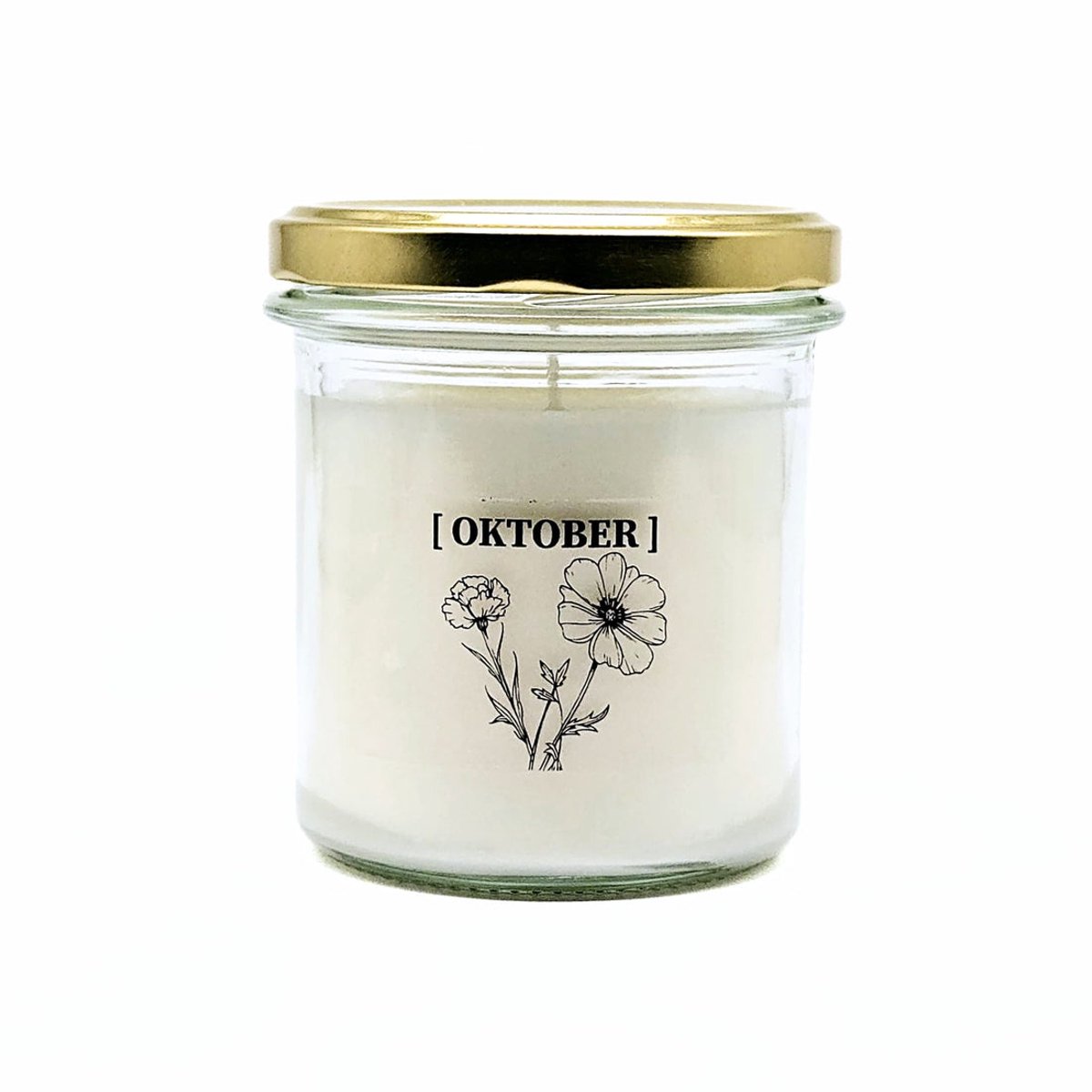 Candlelight-on - geurkaars met geboortebloem en geboortedatum - 3 oktober - o.b.v. sojawas en etherische oliën