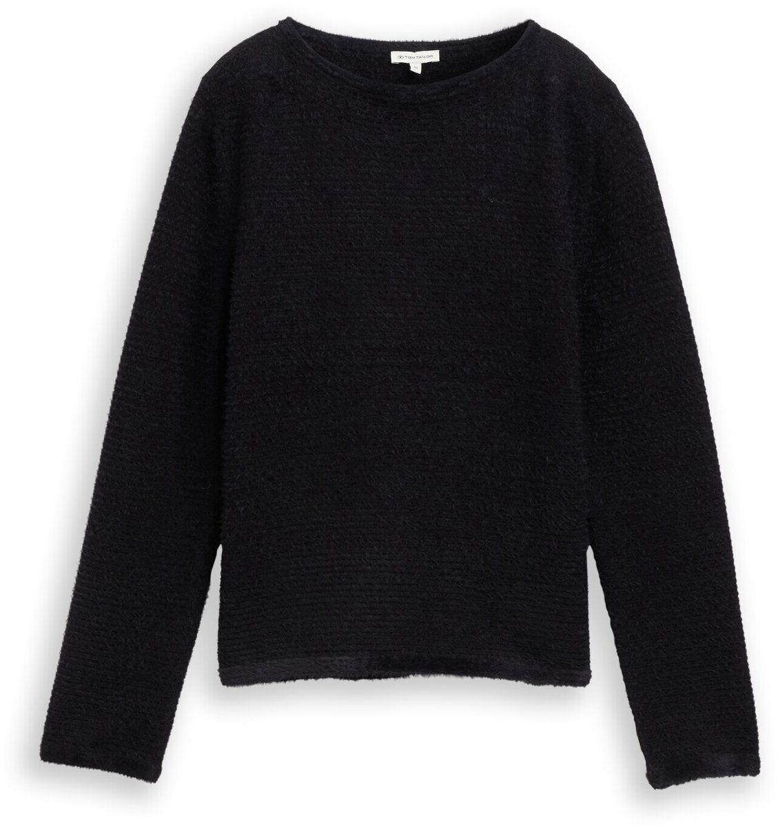 Tom Tailor - Gebreide trui van vezelgaren - Maat XL - black stripe with featheryarn
