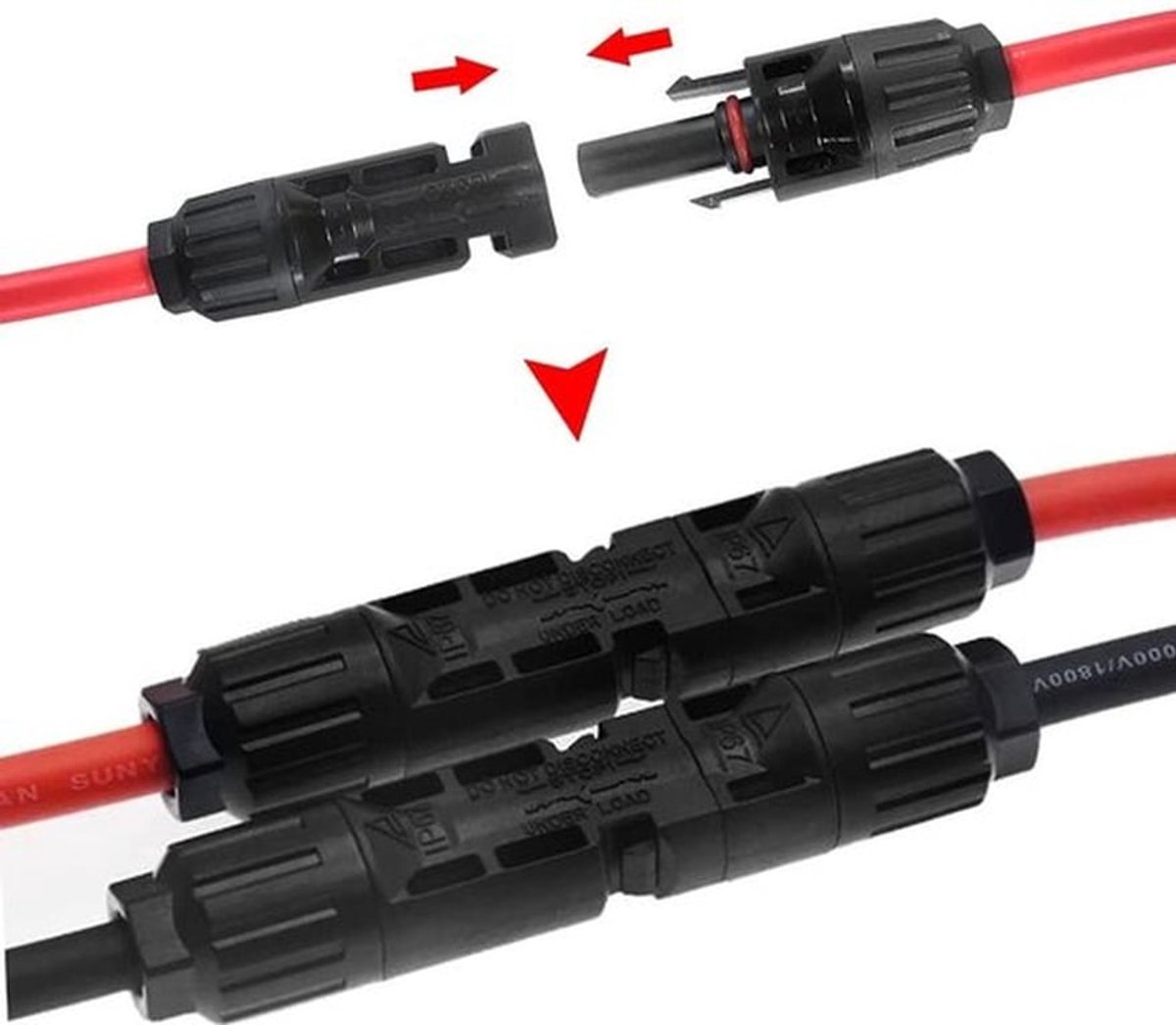 Verlengkabel zonnepaneel - 2 meter - Waterdichte aansluiting - 12 - Zonnepaneelstekker - Ideaal voor zonnepanelen - PVC-installatie