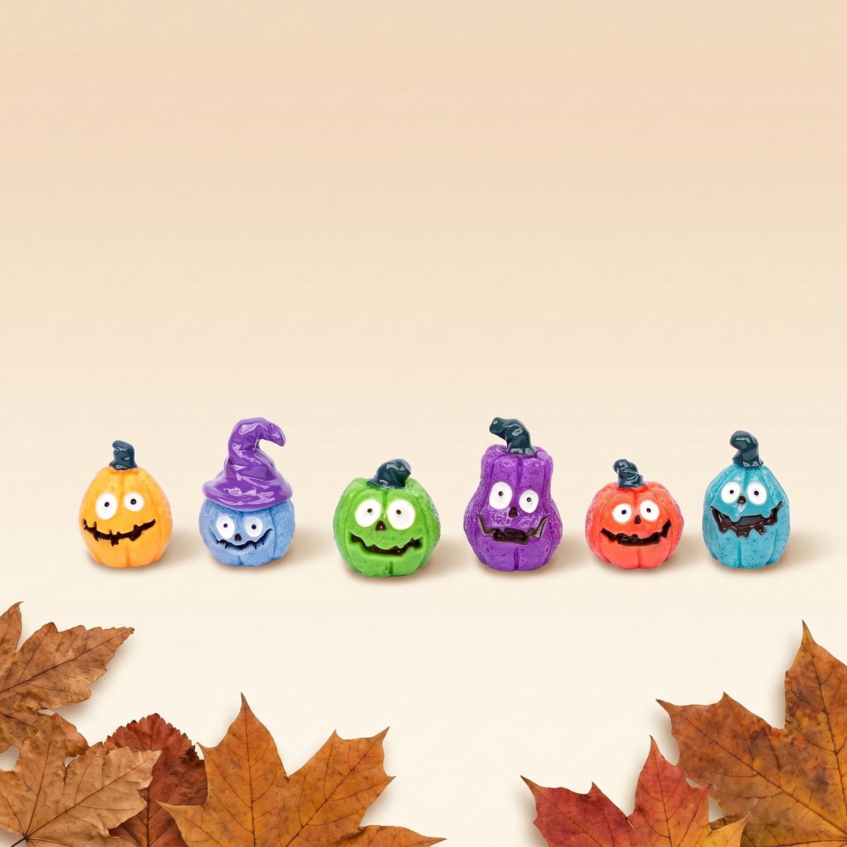 Pompoen monsters mini - 6 stuks - Miniatuur figuurtjes - 1-3 cm