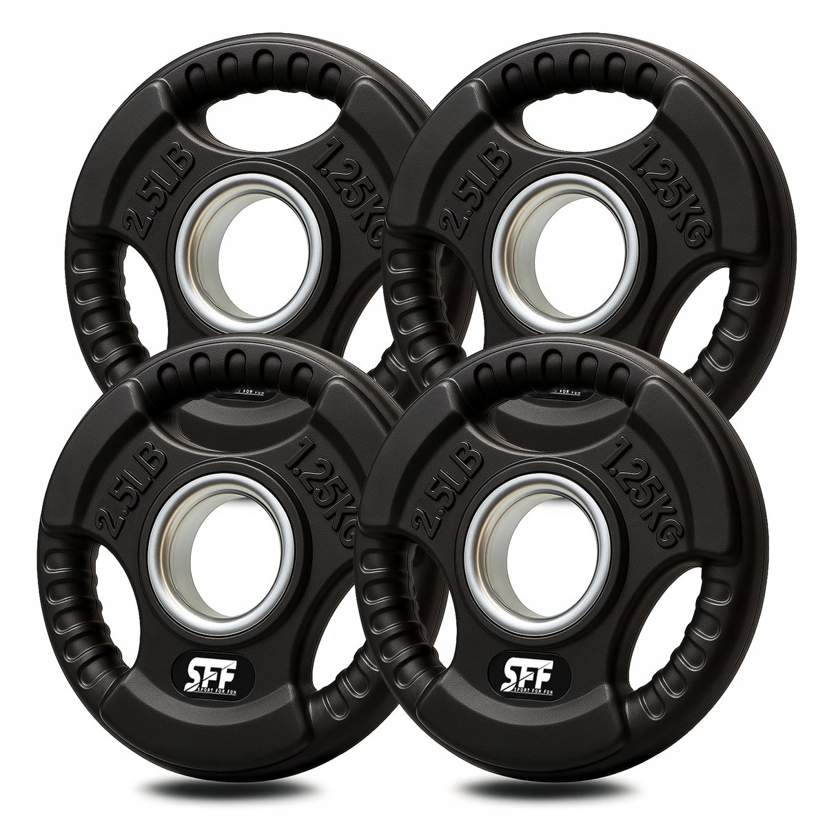 Olympische beugel 4 x 1,25 kg met rubber beklede set van 51 mm