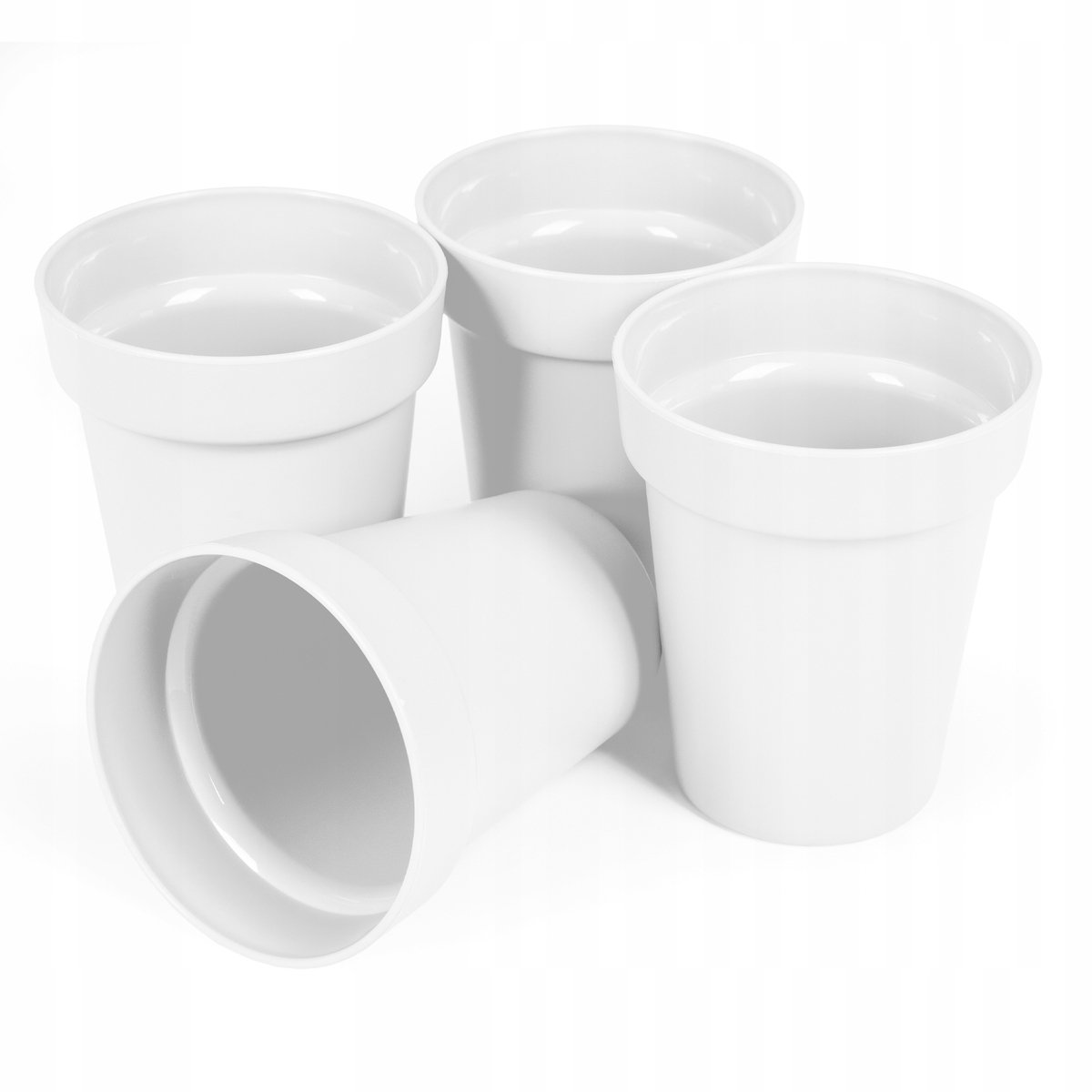 Set van 4 Herbruikbare Plastic Kampeerbekers 0,3L Wit