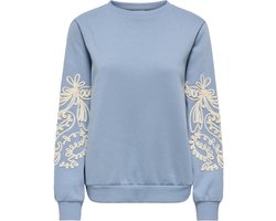 Jacqueline de Yong Pull Jdymesa Mindy L/s Emb Sweat Jrs 15376644 Winward Blue/creme Brul Dames Maat - XL