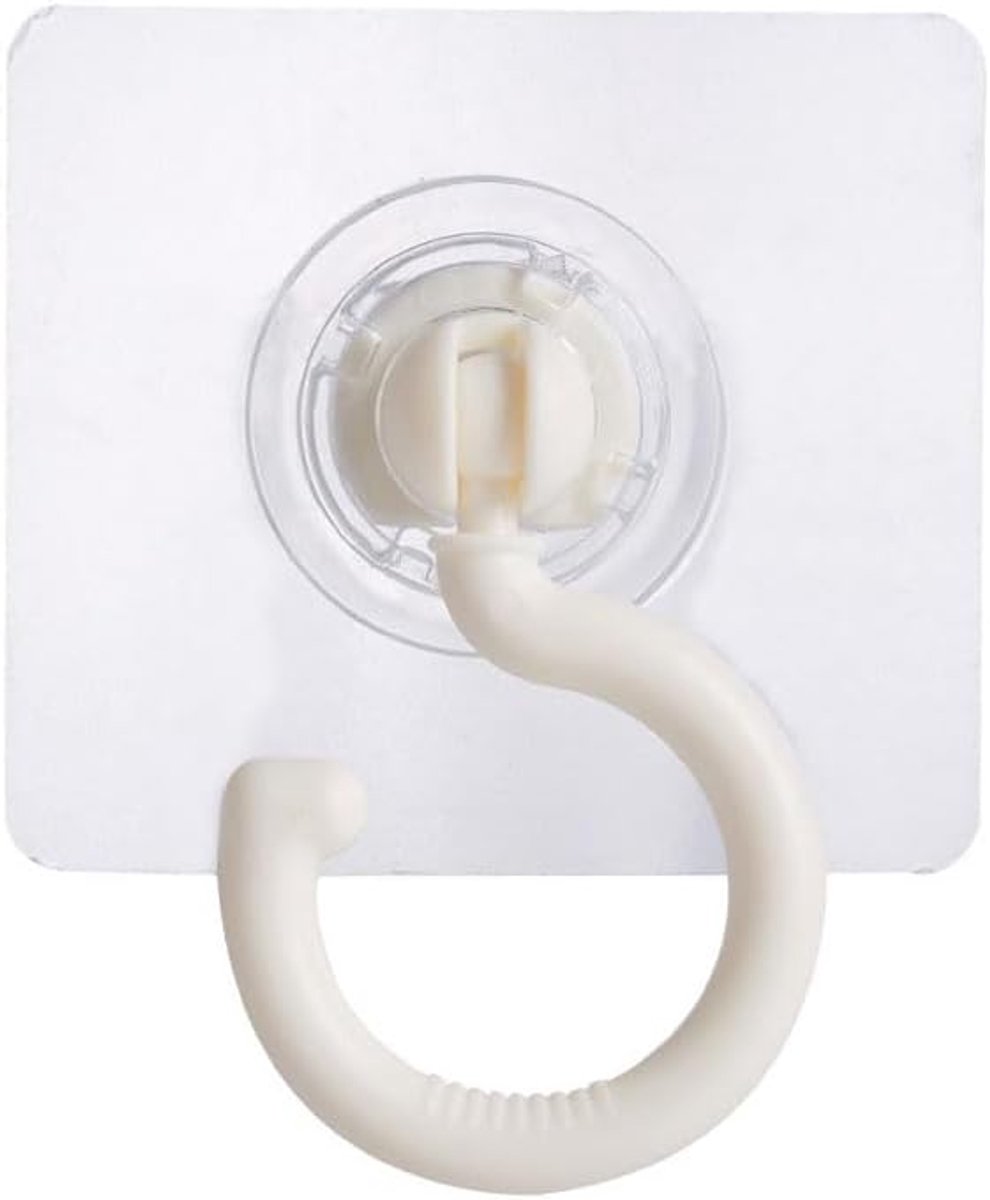 8 stuks - Ongemarkeerde sterke haak - Boren niet nodig - Ophanghaak - 360° draaibare haak - Plafondhaak - Wit - 8*8 cm