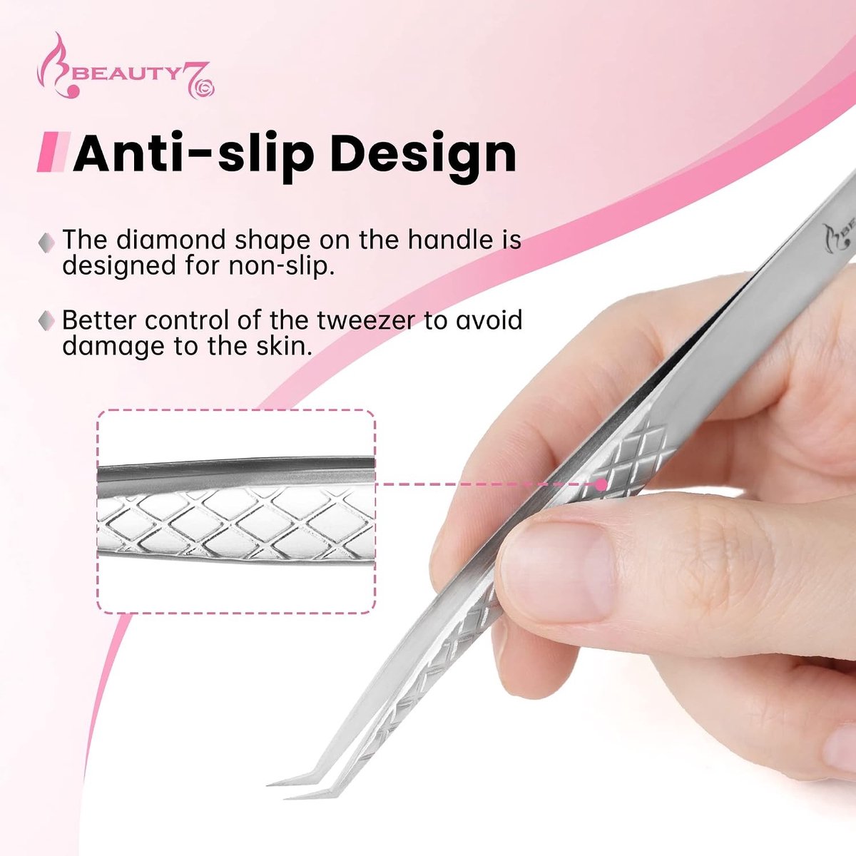 Professionele Pincet voor Wimperextensions - Antistatisch Metaal Applicator voor Kunstwimpers en Manicure Tools - Multifunctioneel en Duurzaam (Zilver L Type 2)