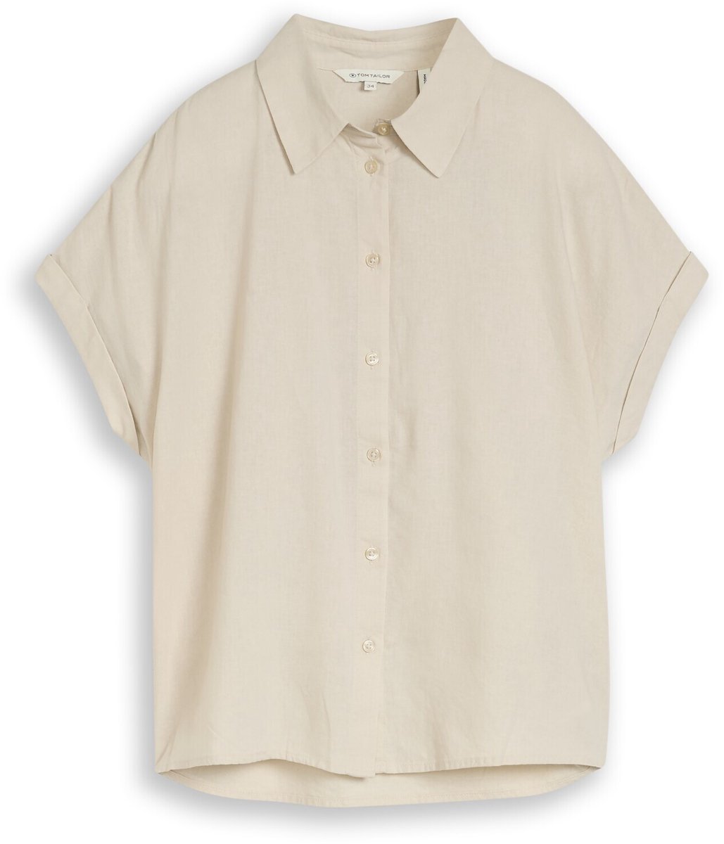 Tom Tailor - Losvallende blouse met linnen - Maat 44 - sand stone beige