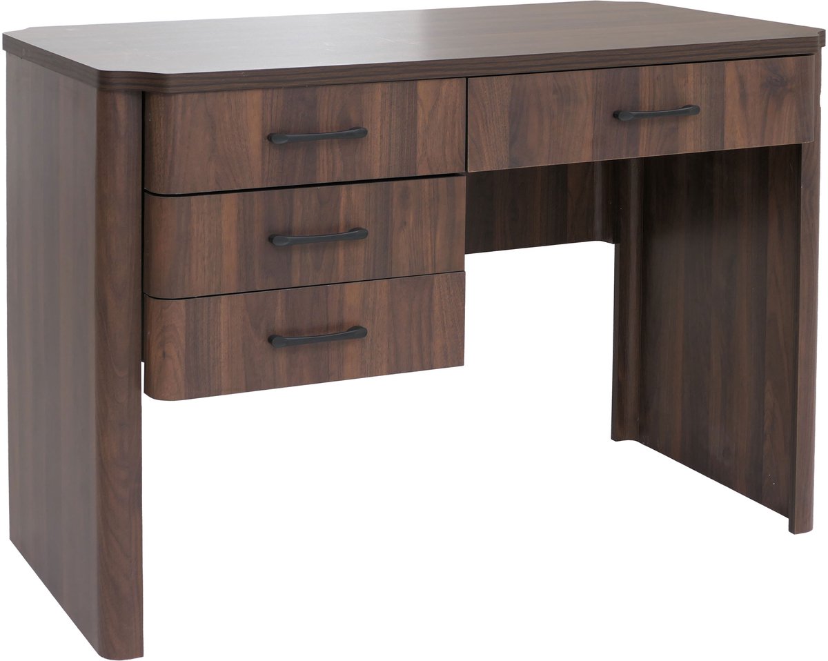 Bureau MCW-P42, kantoortafel/computertafel, 4 lades, MDF, 78 x 110 x 60 cm ~ walnootlook