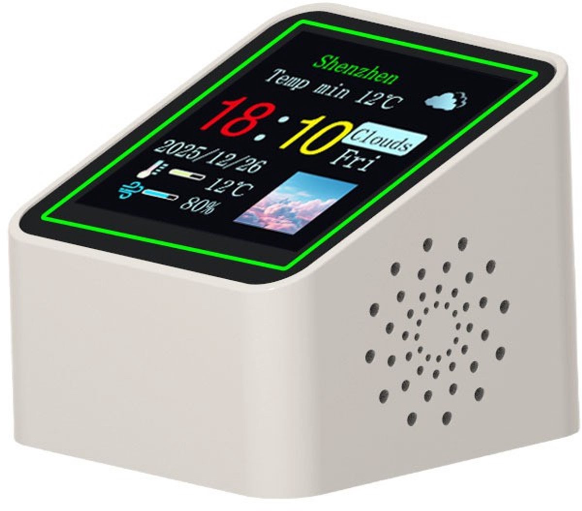 Weerstation, WiFi Digitale Kalenderklok met 1,54In Scherm, Draadloze Klok met Realtime Temperatuur en Vochtigheid, Instelbare Helderheid voor Thuis, Kantoor, Bureaudecoratie