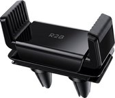 Zwarte R2B telefoonhouder met klemmen voor ventilatierooster.